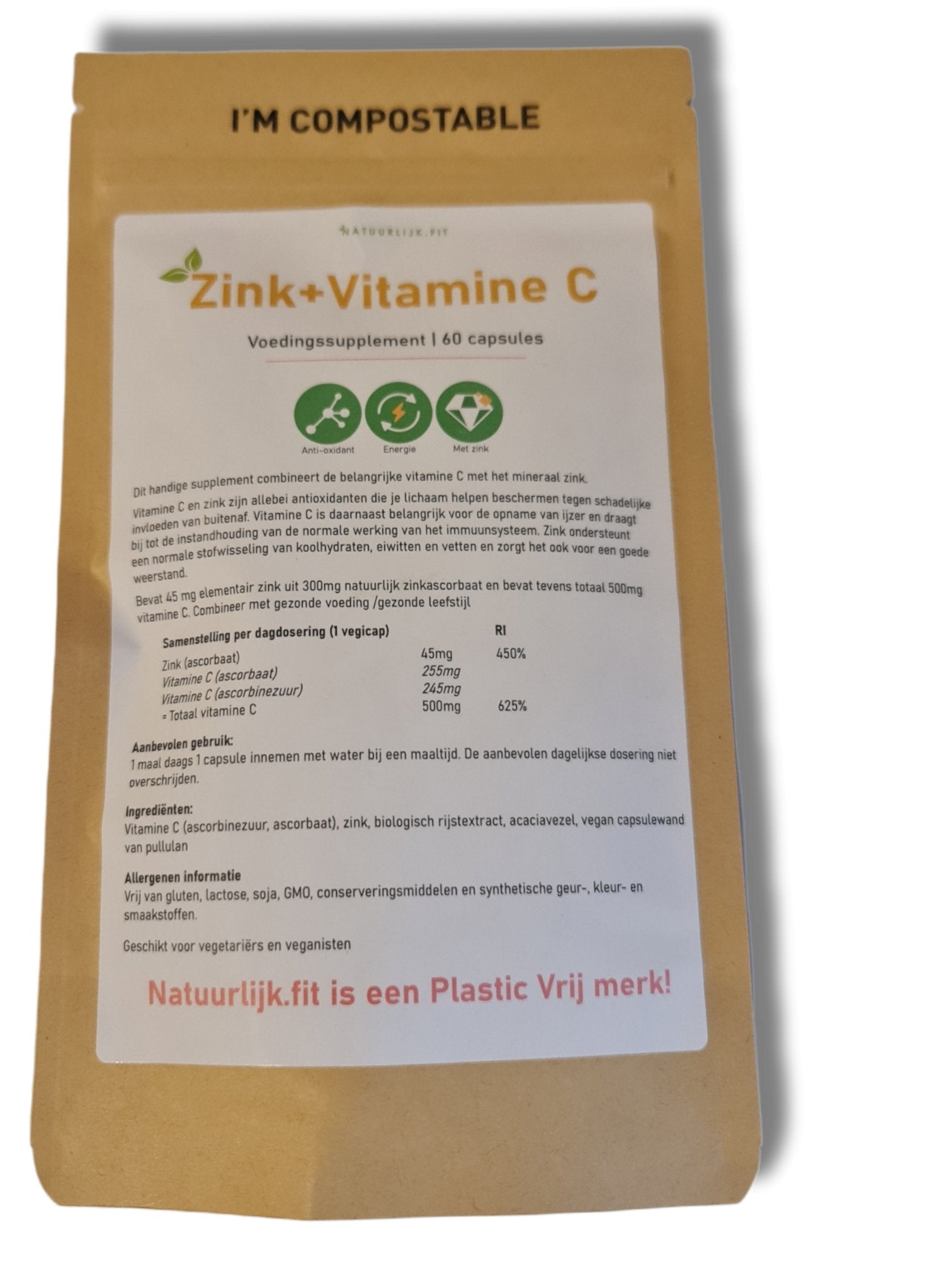 Vitamine C + Zink - NowVitamins - Natuurlijk.fit - 7442142031079