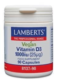Vitamine D3 1000IE 25 mcg vegan - NowVitamins - Lamberts - 5055148412890