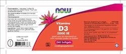 Vitamine D3 2000 IE - NowVitamins - NOW Foods - 733739147363
