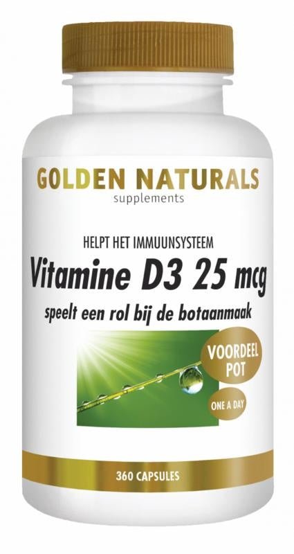 Vitamine D3 25 mcg - NowVitamins - Golden Naturals - 8718164647765