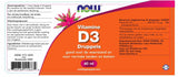Vitamine D3 druppels 60ml - NowVitamins - NOW Foods - 733739110374