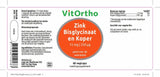Zink Bisglycinaat 15 mg en Koper 250 μg - NowVitamins - VitOrtho - 8717056140483
