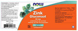 Zink Gluconaat 50 mg - NowVitamins - NOW Foods - 733739100658