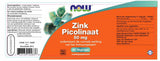 Zink Picolinaat 50 mg - NowVitamins - NOW Foods - 733739102836