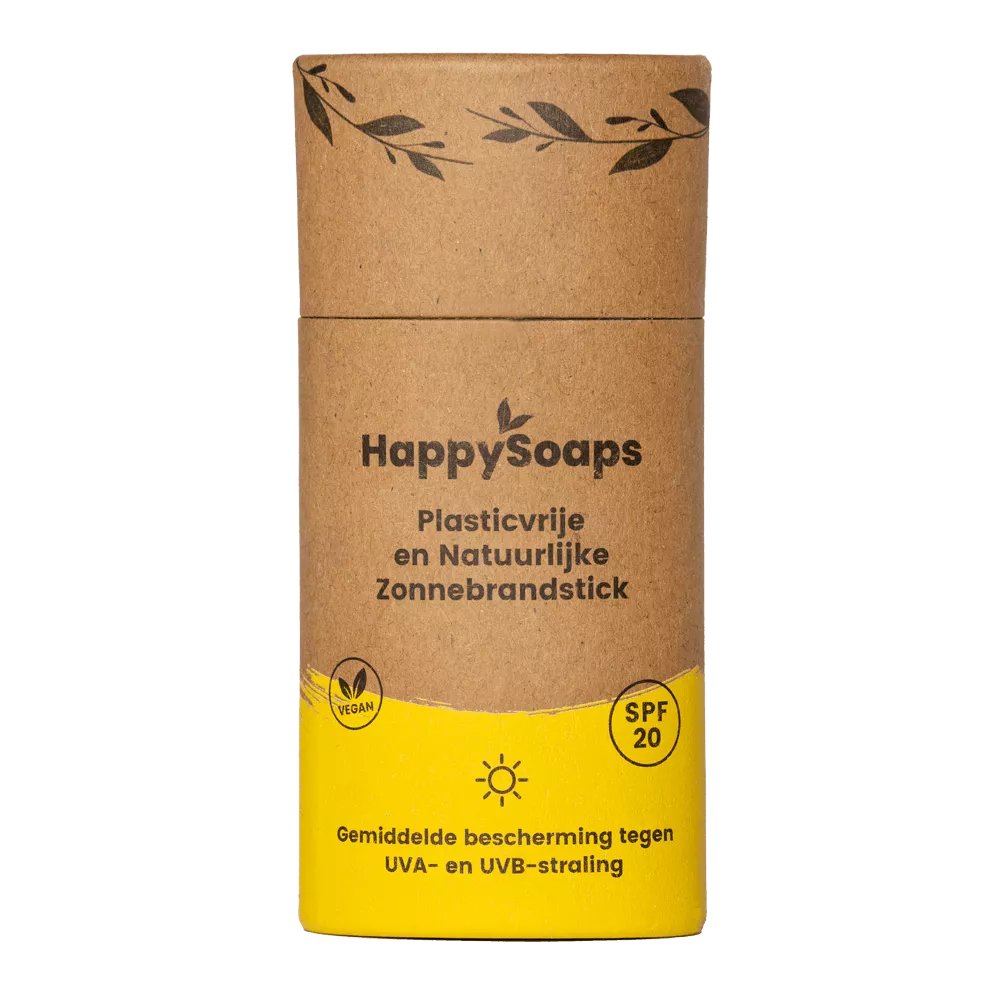 Zonnebrandstick SPF 20 - Fresh Lime - NowVitamins - HappySoaps - 100% plasticvrije cosmetica - 8720256109945